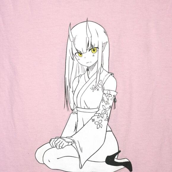Lewd Complex Anime Devil Girl Pink TShirt Size Medium - Picture 2 of 4